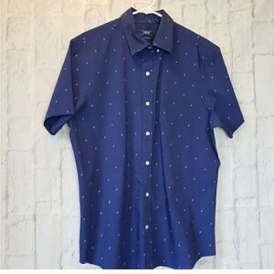 IZOD Stretch Poplin Sailboat Print Button-down Shirt Large